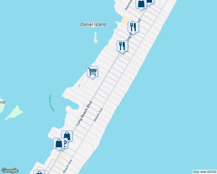 map of restaurants, bars, coffee shops, grocery stores, and more near 20 East Seabreeze Avenue in Long Beach
