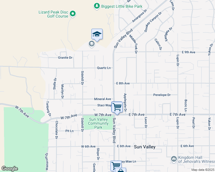 map of restaurants, bars, coffee shops, grocery stores, and more near 5755 Sun Valley Boulevard in Sun Valley
