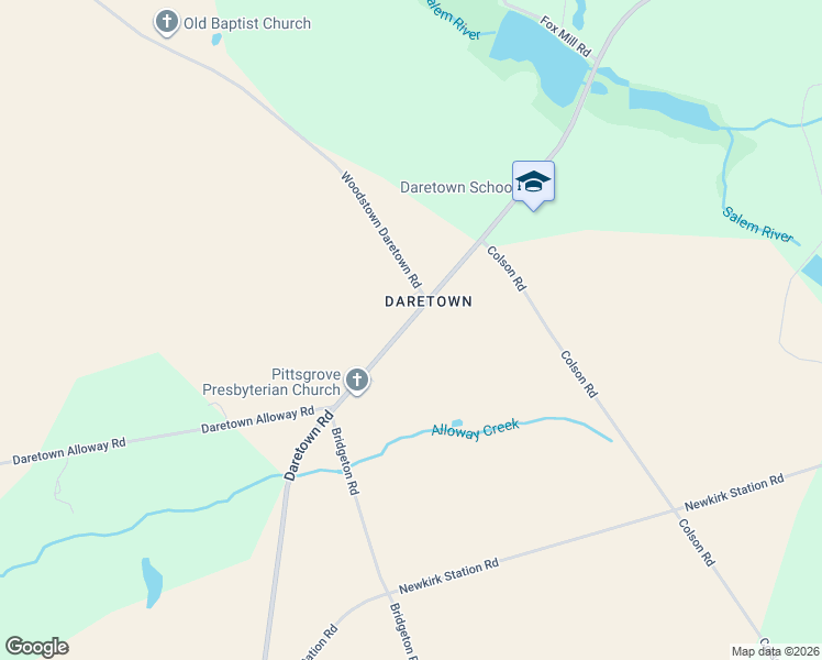 map of restaurants, bars, coffee shops, grocery stores, and more near 342 Daretown Road in Elmer