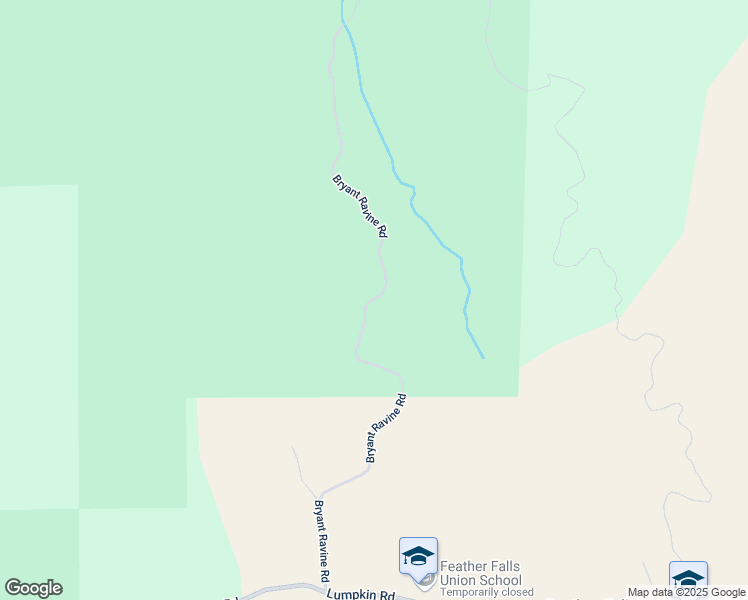 map of restaurants, bars, coffee shops, grocery stores, and more near Bryant Ravine Road in Oroville