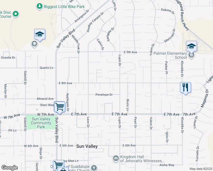 map of restaurants, bars, coffee shops, grocery stores, and more near 242 East 8th Avenue in Sun Valley