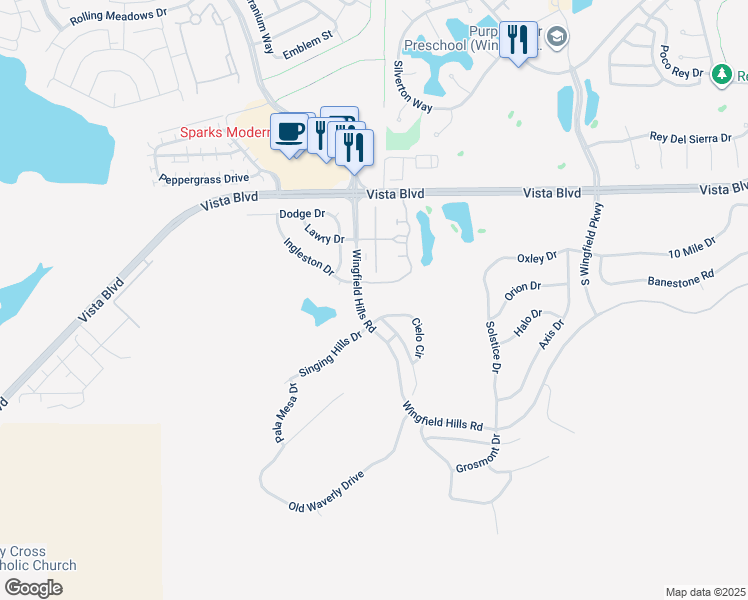 map of restaurants, bars, coffee shops, grocery stores, and more near 6090 Cielo Circle in Sparks