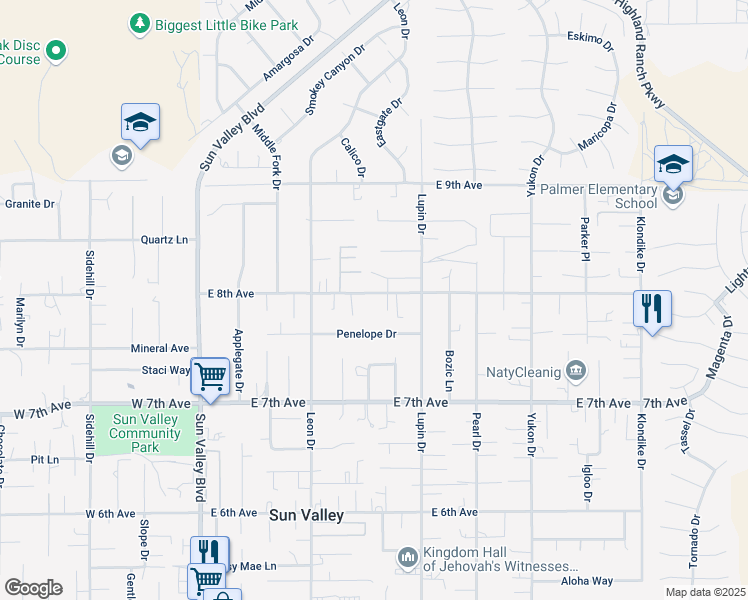 map of restaurants, bars, coffee shops, grocery stores, and more near 242 East 8th Avenue in Sun Valley