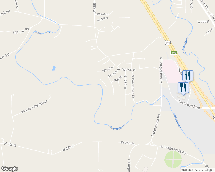 map of restaurants, bars, coffee shops, grocery stores, and more near 180 Balsam Way in Price
