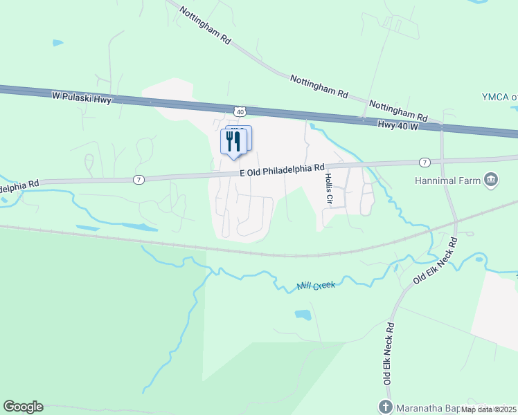 map of restaurants, bars, coffee shops, grocery stores, and more near 64 Queen Eleanor Drive in Elkton