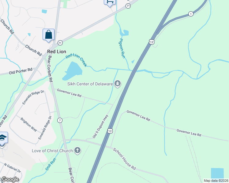 map of restaurants, bars, coffee shops, grocery stores, and more near 1117 South Dupont Highway in New Castle