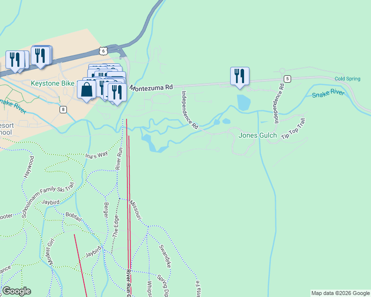 map of restaurants, bars, coffee shops, grocery stores, and more near 90 West Trade Court in Dillon
