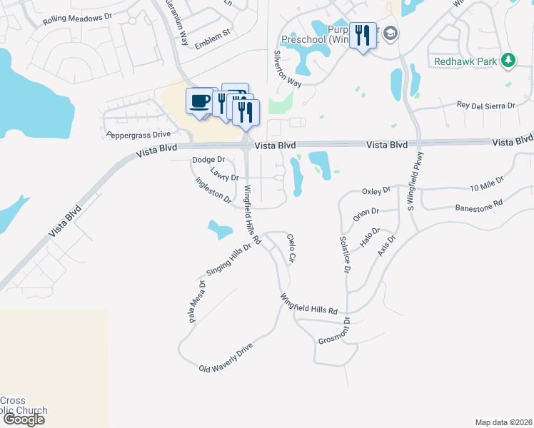 map of restaurants, bars, coffee shops, grocery stores, and more near 6080 Ingleston Drive in Sparks