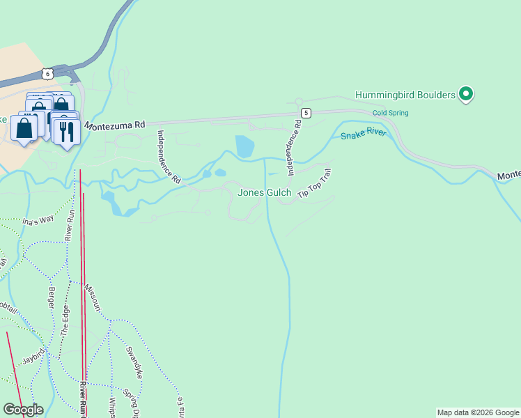 map of restaurants, bars, coffee shops, grocery stores, and more near 878 Independence Road in Breckenridge