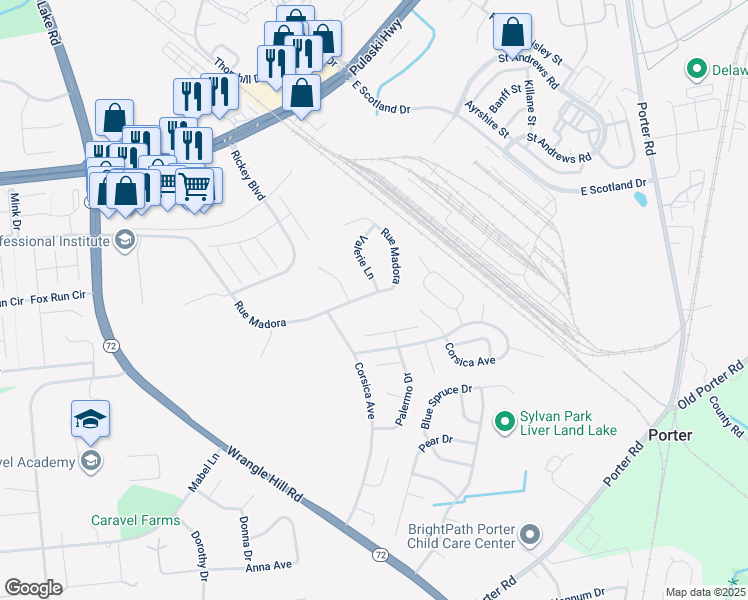 map of restaurants, bars, coffee shops, grocery stores, and more near 915 Rue Madora in Bear