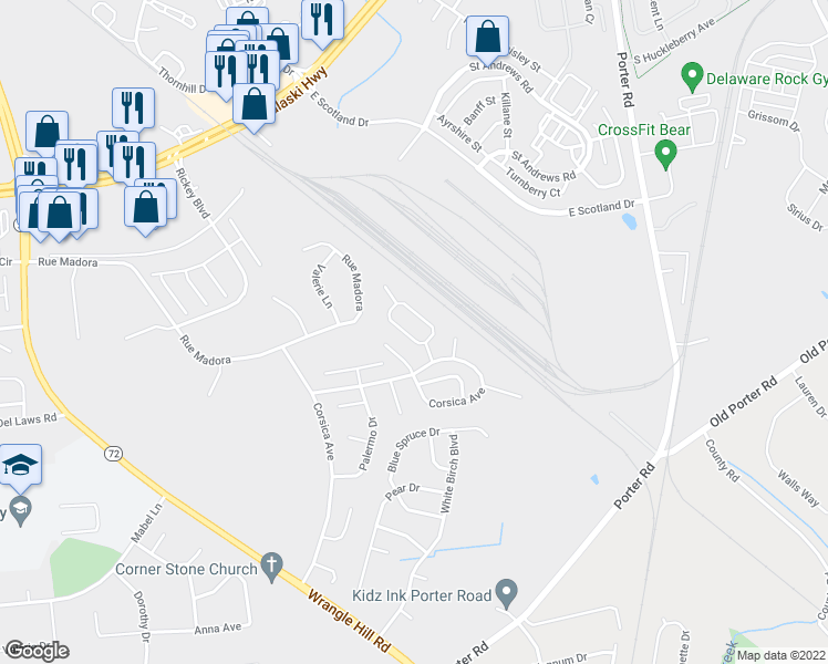 map of restaurants, bars, coffee shops, grocery stores, and more near 893 Sabina Circle in Bear