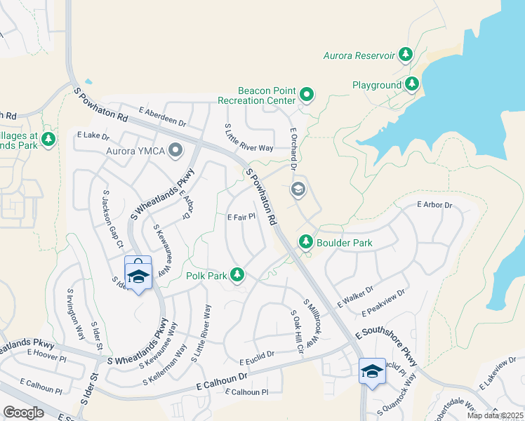 map of restaurants, bars, coffee shops, grocery stores, and more near 6170 South Newbern Way in Aurora