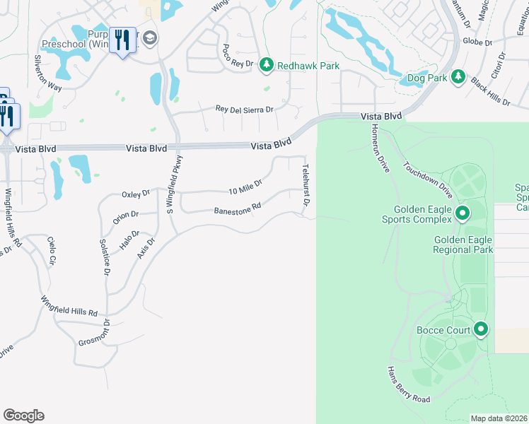 map of restaurants, bars, coffee shops, grocery stores, and more near 3283 Banestone Road in Sparks