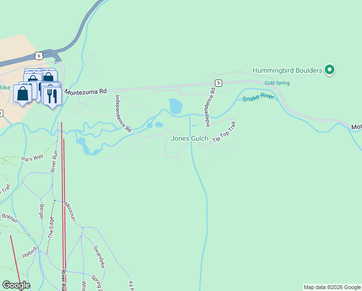 map of restaurants, bars, coffee shops, grocery stores, and more near 74 Independence Road in Dillon
