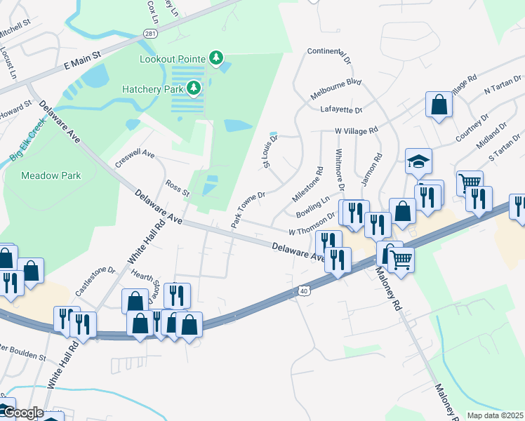 map of restaurants, bars, coffee shops, grocery stores, and more near 4 Saint Pats Circle in Elkton