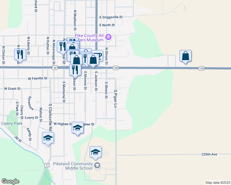map of restaurants, bars, coffee shops, grocery stores, and more near 293 South Piper Lane in Pittsfield