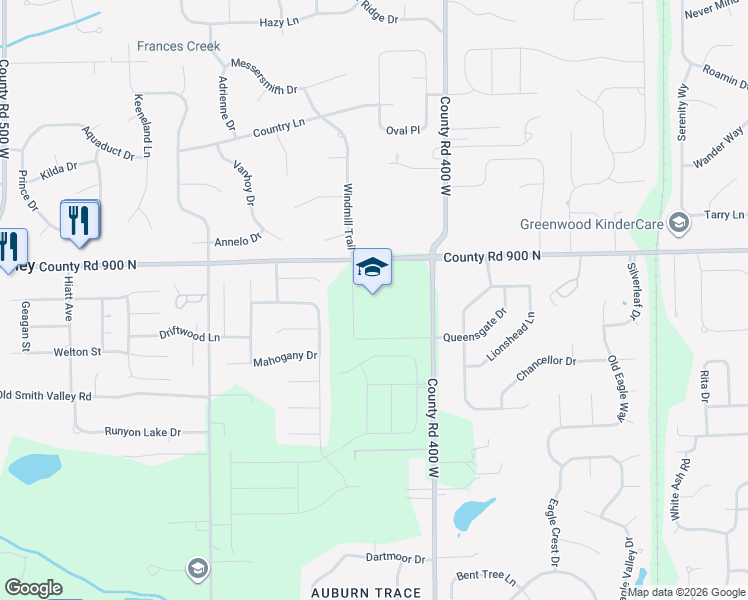 map of restaurants, bars, coffee shops, grocery stores, and more near 4135 West Smith Valley Road in Greenwood