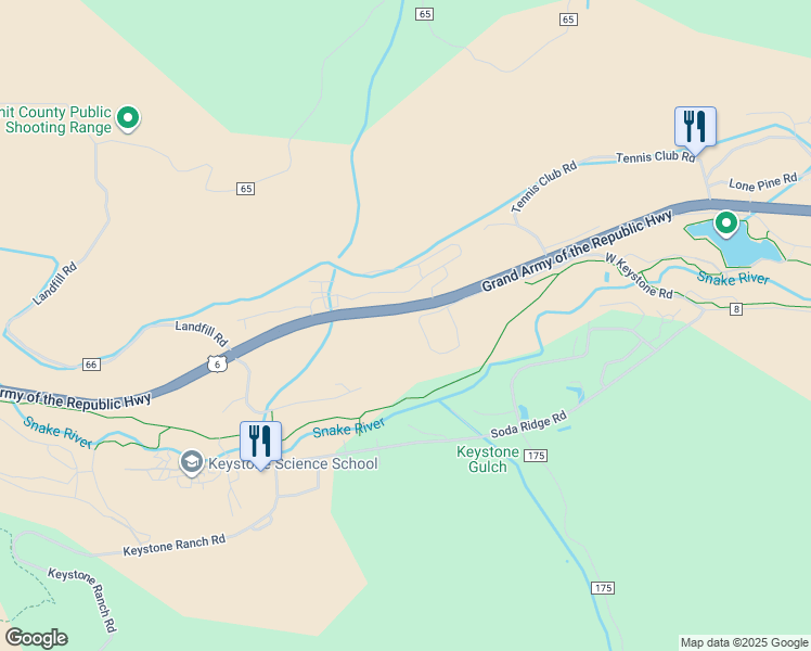 map of restaurants, bars, coffee shops, grocery stores, and more near 21630 U.S. 6 in Keystone