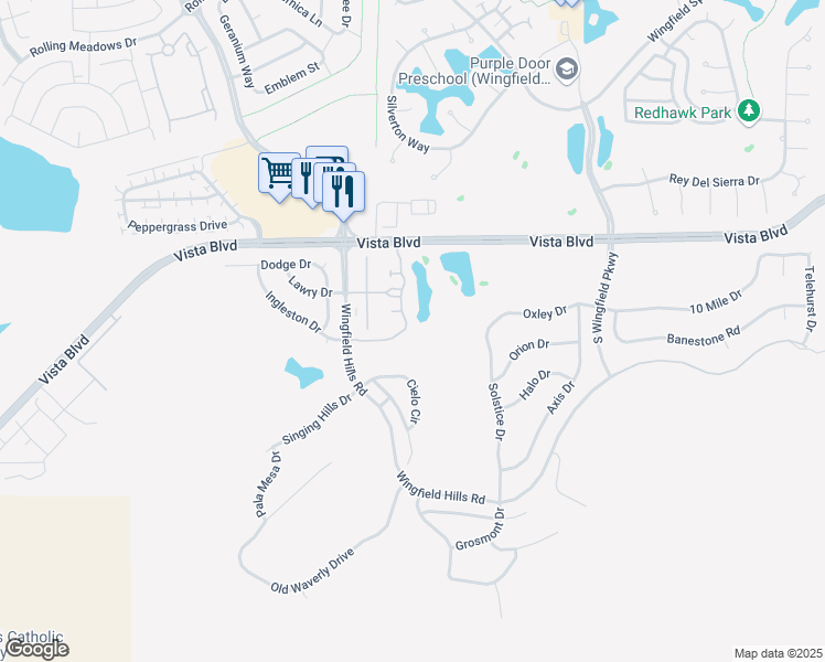 map of restaurants, bars, coffee shops, grocery stores, and more near 6140 Ingleston Drive in Sparks