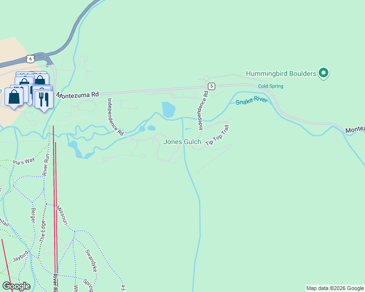 map of restaurants, bars, coffee shops, grocery stores, and more near 878 Independence Road in Breckenridge