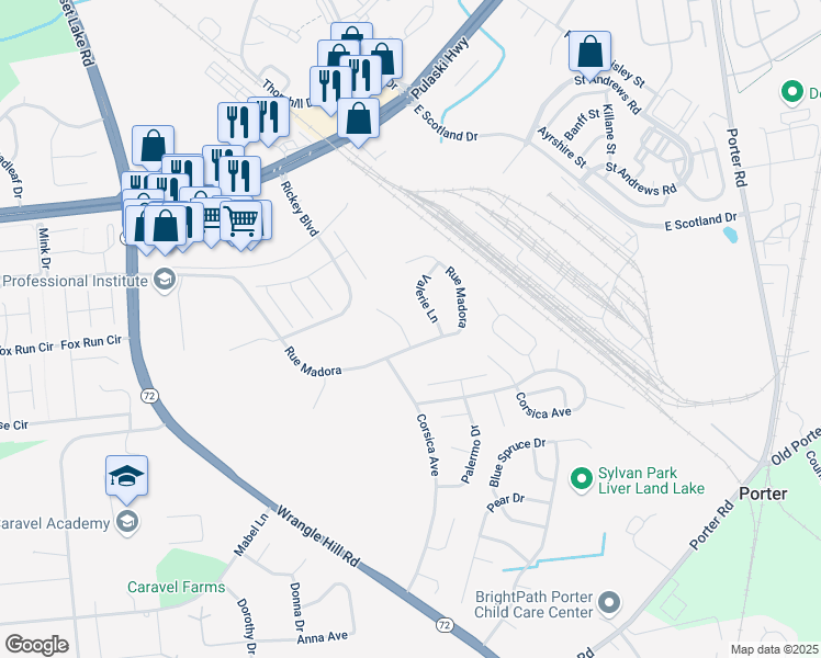 map of restaurants, bars, coffee shops, grocery stores, and more near 7 Forest Glen Court in Bear