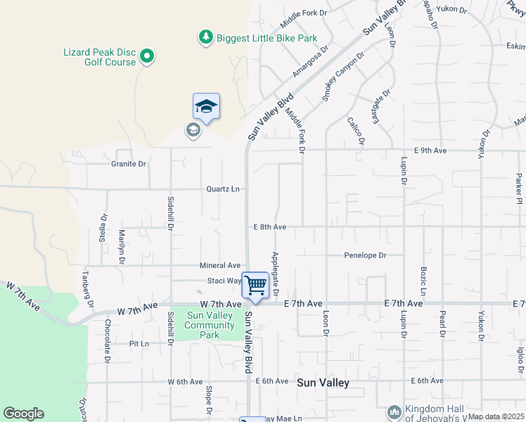 map of restaurants, bars, coffee shops, grocery stores, and more near 5824 Sun Valley Boulevard in Sun Valley