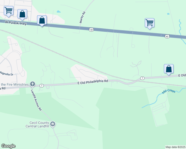 map of restaurants, bars, coffee shops, grocery stores, and more near 10 Saddler Avenue in Elkton