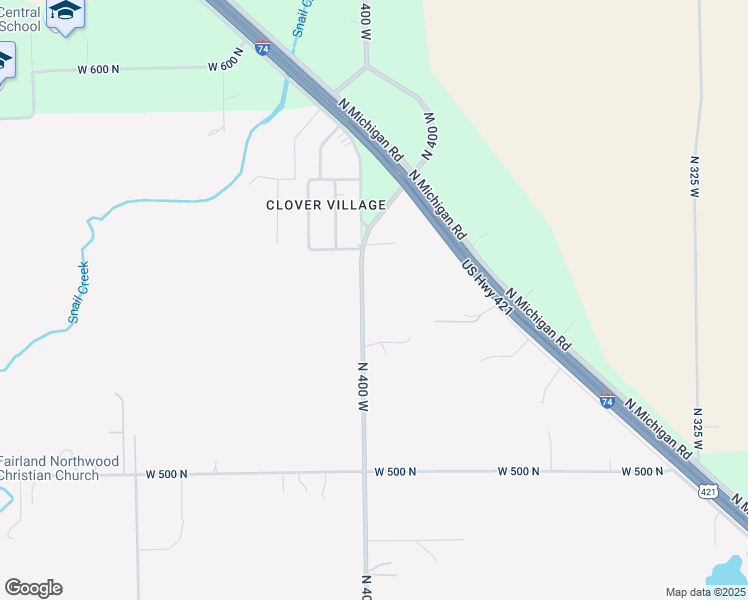 map of restaurants, bars, coffee shops, grocery stores, and more near 5378 North 400 West in Fairland