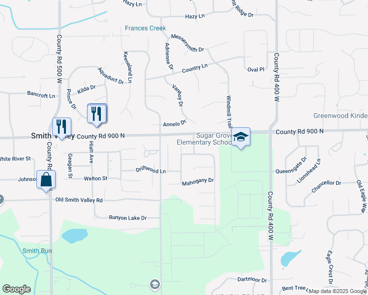 map of restaurants, bars, coffee shops, grocery stores, and more near 765 Yellowwood Drive in Greenwood