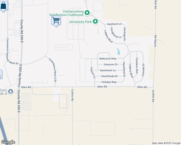 map of restaurants, bars, coffee shops, grocery stores, and more near 708 Classic Lane in Greenwood