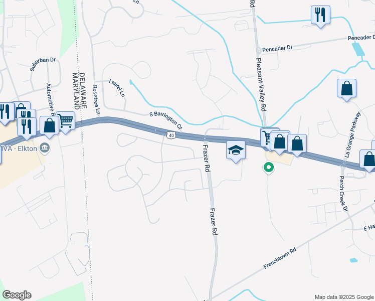 map of restaurants, bars, coffee shops, grocery stores, and more near 27 Chambord Drive in Newark