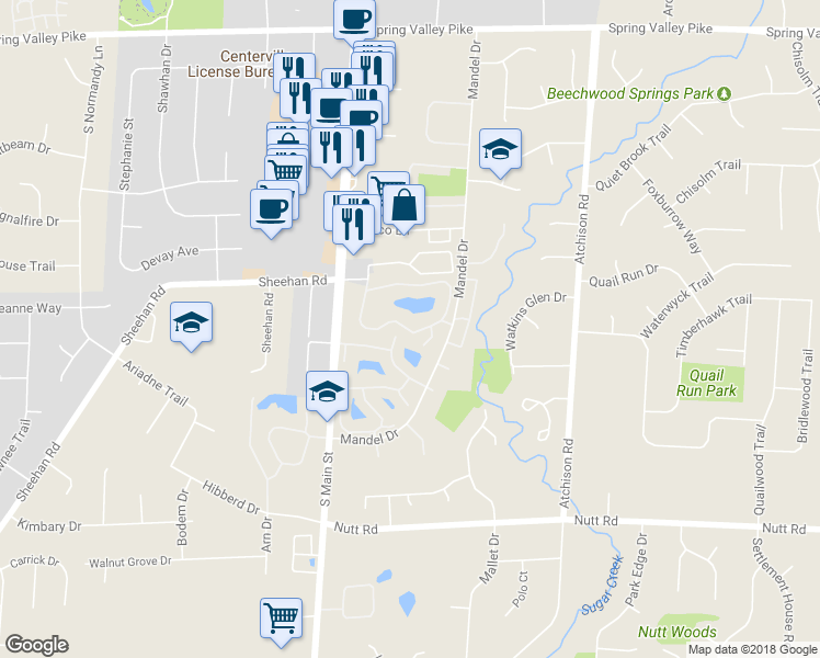 map of restaurants, bars, coffee shops, grocery stores, and more near 399 Sailboat Run in Montgomery County