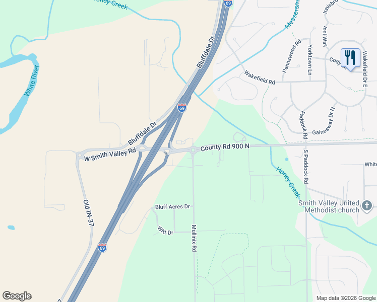 map of restaurants, bars, coffee shops, grocery stores, and more near 6021 West Smith Valley Road in Greenwood