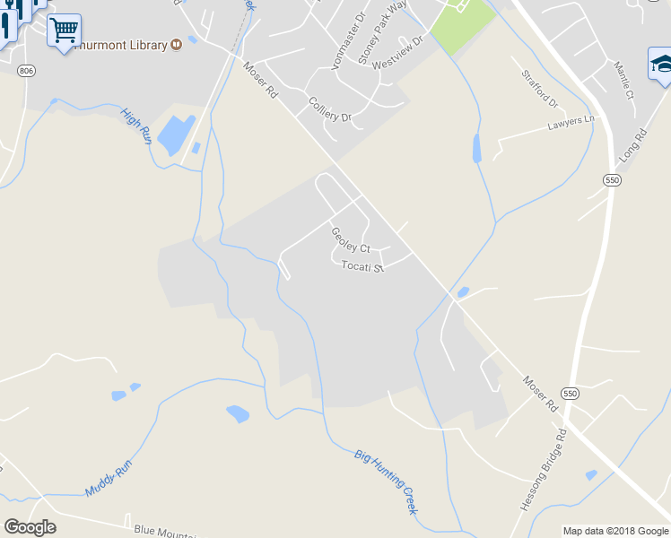 map of restaurants, bars, coffee shops, grocery stores, and more near 27 Tocati Street in Thurmont