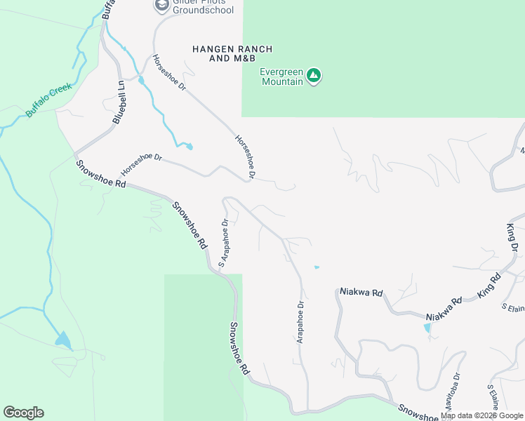map of restaurants, bars, coffee shops, grocery stores, and more near 6170 Arapahoe Drive in Evergreen