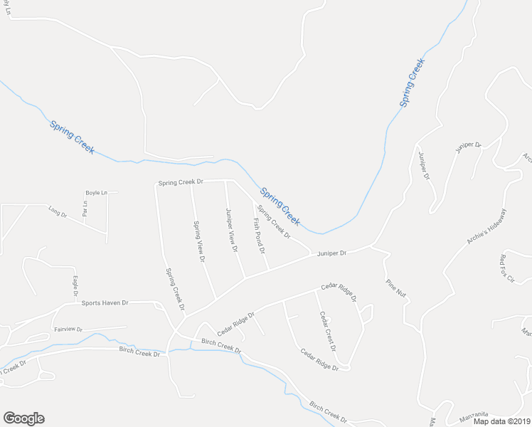 map of restaurants, bars, coffee shops, grocery stores, and more near Spring Creek Drive in Fairview