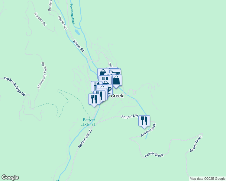 map of restaurants, bars, coffee shops, grocery stores, and more near in Beaver Creek