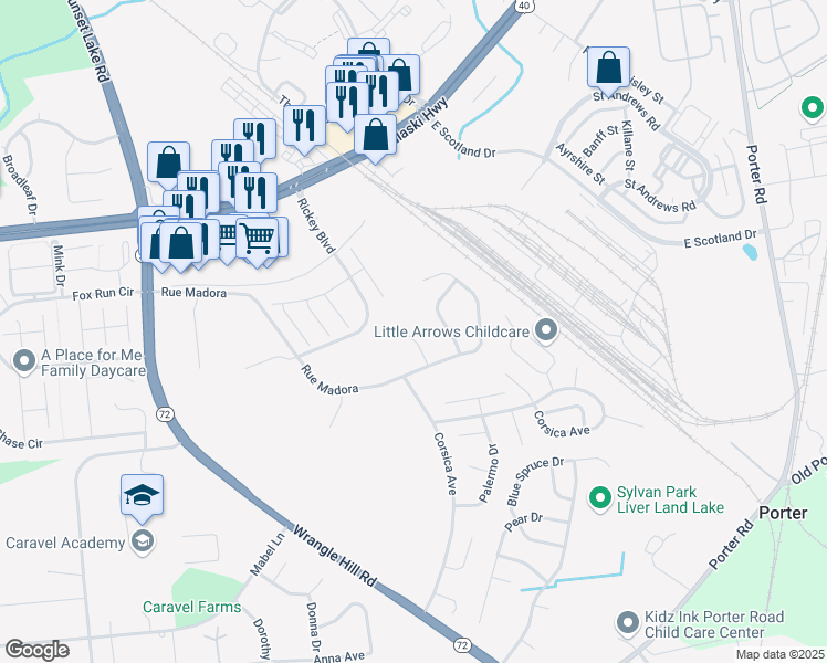 map of restaurants, bars, coffee shops, grocery stores, and more near 17 Forest Glen Court in Bear