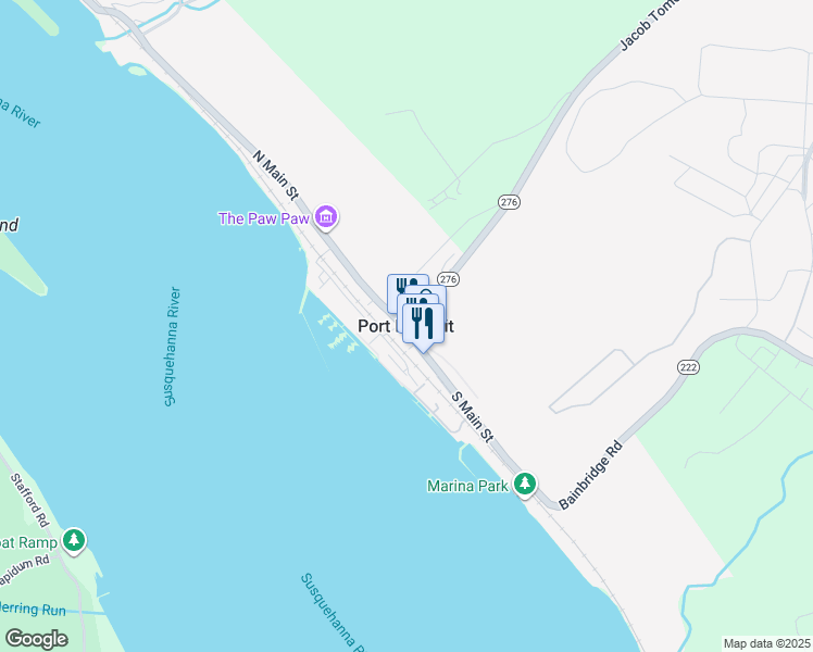 map of restaurants, bars, coffee shops, grocery stores, and more near in Port Deposit