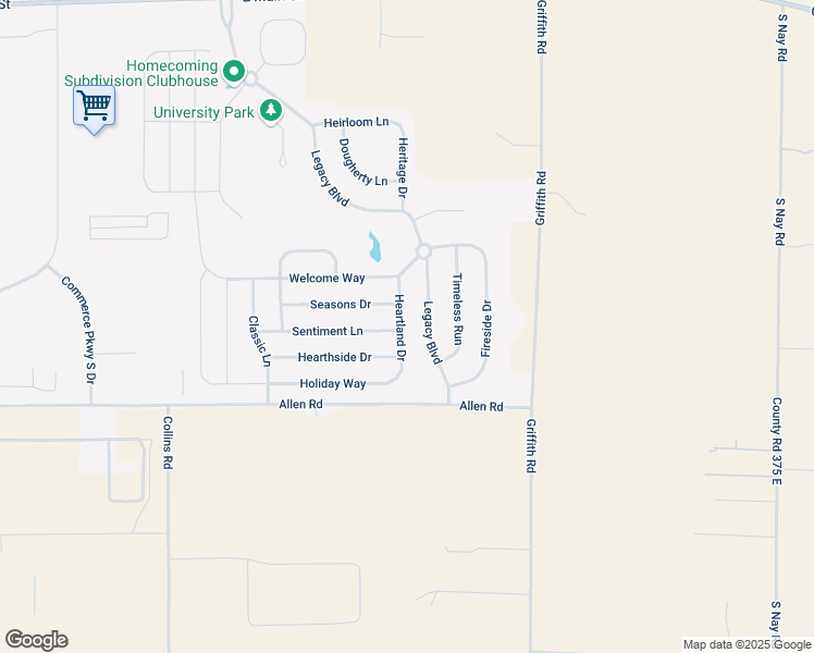 map of restaurants, bars, coffee shops, grocery stores, and more near 707 Heartland Drive in Greenwood
