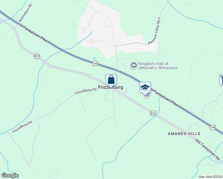 map of restaurants, bars, coffee shops, grocery stores, and more near 1909 Old Taneytown Road in Westminster