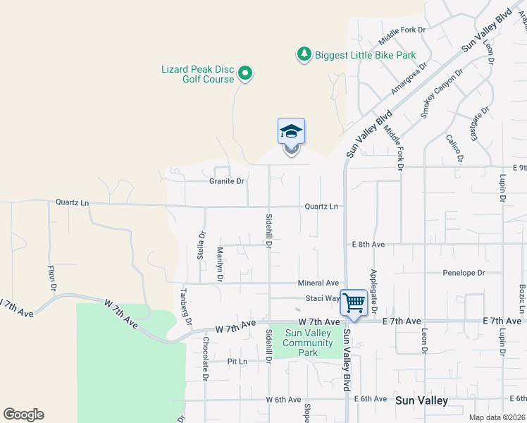 map of restaurants, bars, coffee shops, grocery stores, and more near 5775 Sidehill Drive in Sun Valley