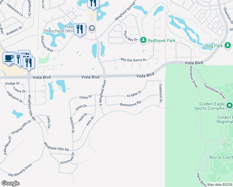 map of restaurants, bars, coffee shops, grocery stores, and more near 3053 10 Mile Drive in Sparks