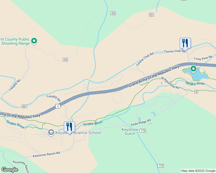 map of restaurants, bars, coffee shops, grocery stores, and more near 21630 U.S. 6 in Keystone