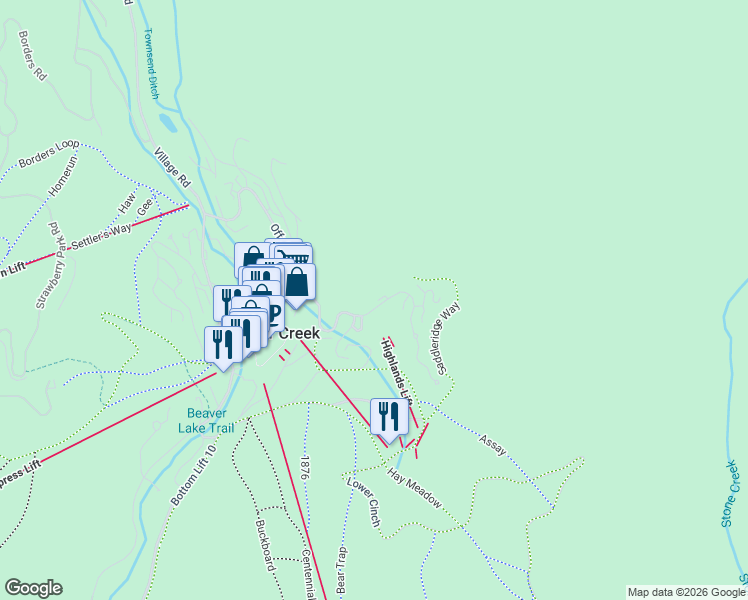 map of restaurants, bars, coffee shops, grocery stores, and more near 345 Offerson Road in Beaver Creek
