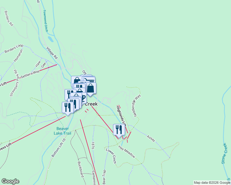 map of restaurants, bars, coffee shops, grocery stores, and more near 345 Offerson Rd in Beaver Creek