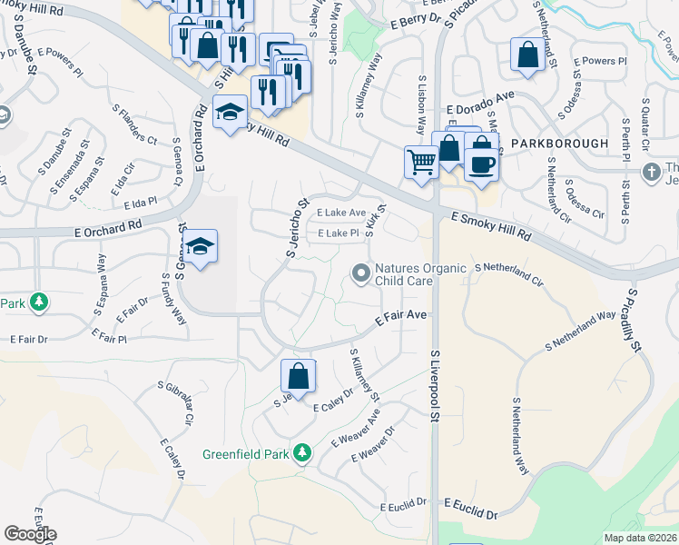 map of restaurants, bars, coffee shops, grocery stores, and more near in Arapahoe County