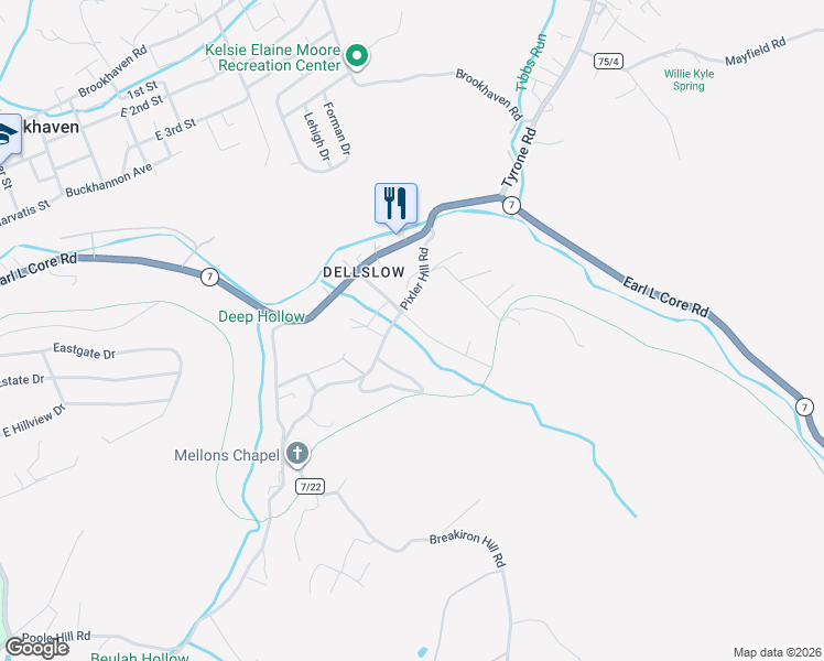 map of restaurants, bars, coffee shops, grocery stores, and more near 239 Pixler Hill Road in Morgantown