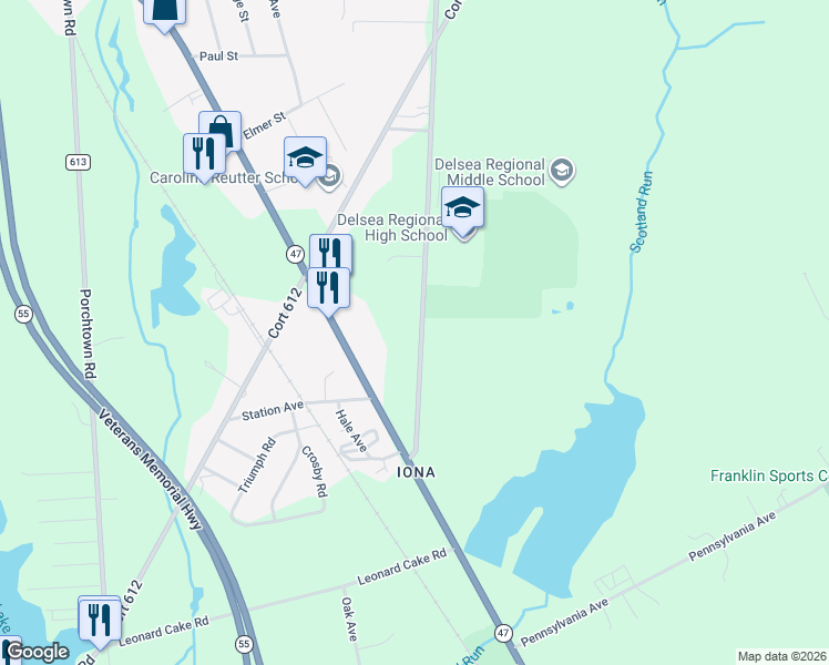 map of restaurants, bars, coffee shops, grocery stores, and more near 156 Fries Mill Road in Franklin