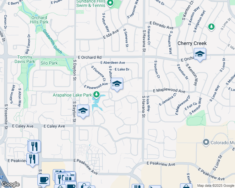 map of restaurants, bars, coffee shops, grocery stores, and more near 6100 South Fulton Street in Englewood